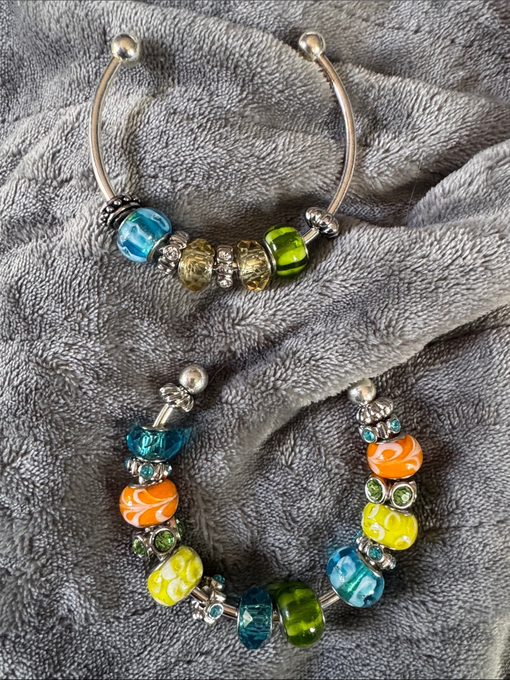 Colorful Glass Bead Bracelet Set - Multicolor - Pandora style